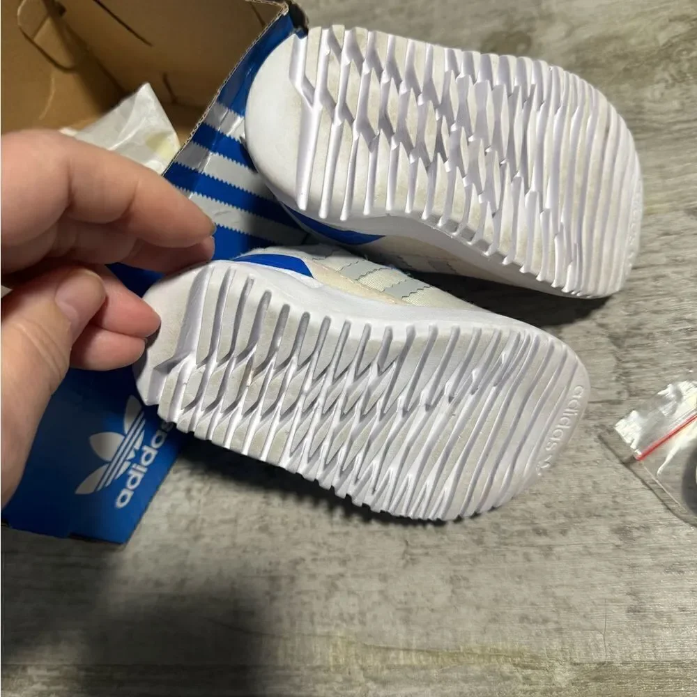 adidas Flex 'White Glow Blue' FX5328 slip on toddler4K shoes - Picture 9 of 12